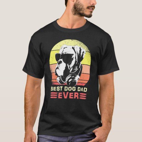 Best Boxer Dog Dad Ever Sunglasses And Headphones  T_Shirt