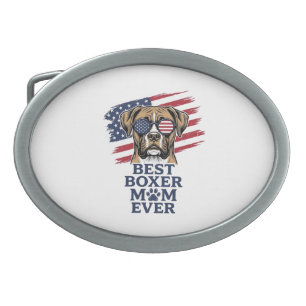 Best Boxer Mom Ever Patriotic Dog Shirt Design_1 Belt Buckle