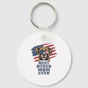 Best Boxer Mom Ever Patriotic Dog Shirt Design_1 Keychain