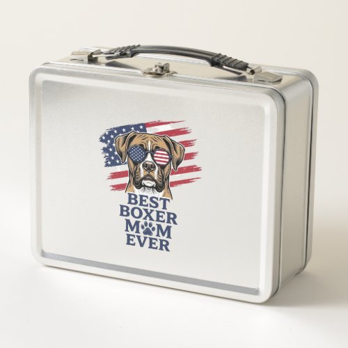 Best Boxer Mom Ever Patriotic Dog Shirt Design_1 Metal Lunch Box