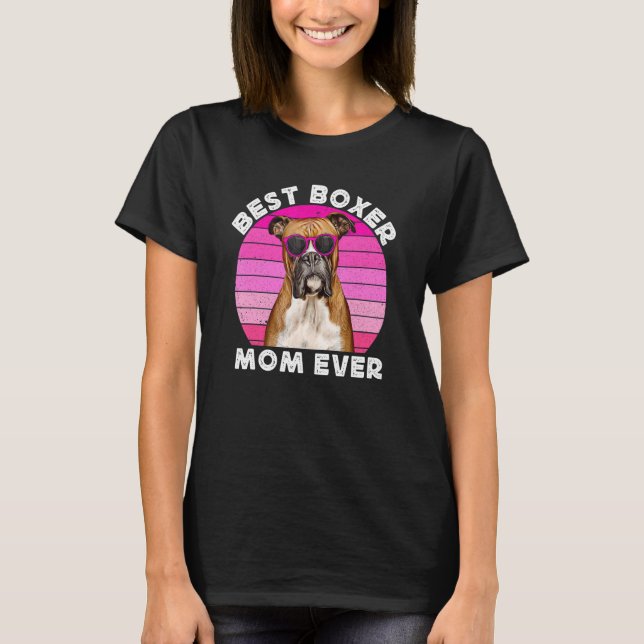 Best Boxer Mom For Women Retro Boxer Dog  Owner Cu T-Shirt (Front)