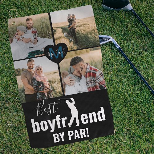 Best Boyfriend By Par Photo Collage Monogram Golf Towel