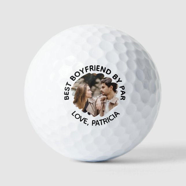 Best Boyfriend by Par with Custom Photo & Text Golf Balls (Front)