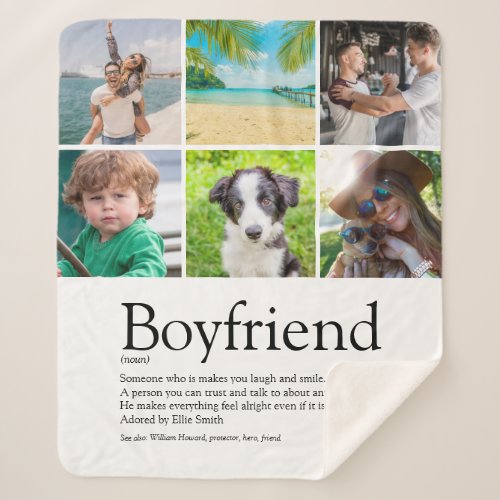 Best Boyfriend Ever Definition 6 Photo Collage Sherpa Blanket