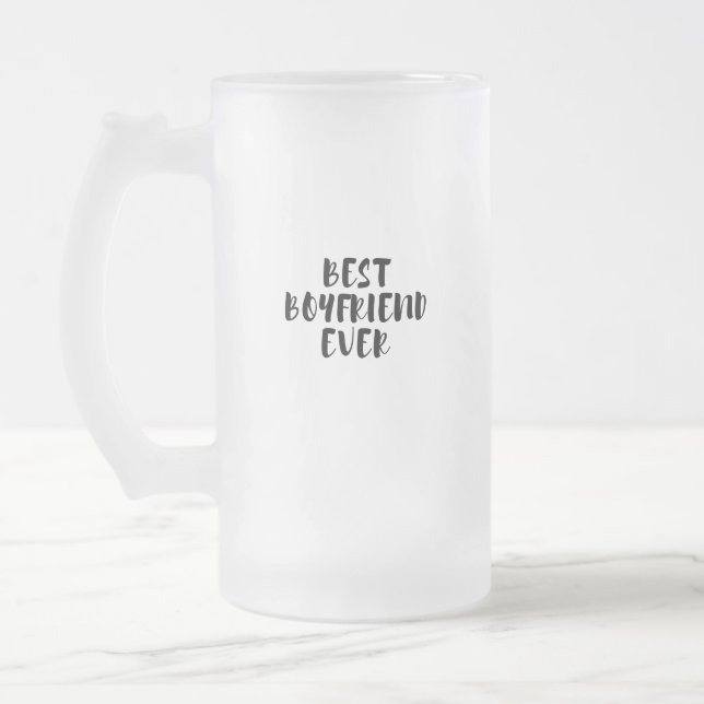 Best boyfriend ever frosted glass beer mug (Left)