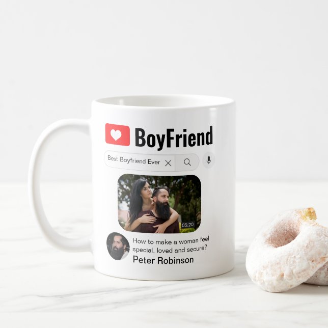 Best Boyfriend Ever Funny Internet Search Results Coffee Mug (With Donut)