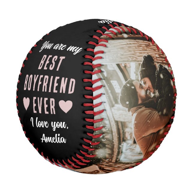 Best Boyfriend Ever Hearts 2 Photos Baseball (Angled)
