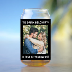 Best Boyfriend Ever Personalized Photo Black Can Glass