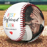 Best Boyfriend Ever Photo Baseball<br><div class="desc">Personalized baseball gift featuring the text "best boyfriend ever",  a love heart,  and your names. Plus 2 cute photos for you to customize with your own to make this an extra special birthday or valentines day gift.</div>
