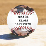 Best Boyfriend Ever Photo Baseball<br><div class="desc">For the best boyfriend ever,  this personalized baseball features two photos and "Grand Slam Boyfriend" and your names in simple typography.</div>
