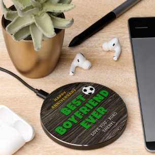 Best BOYFRIEND Ever, Soccer ball, Personalized Wireless Charger
