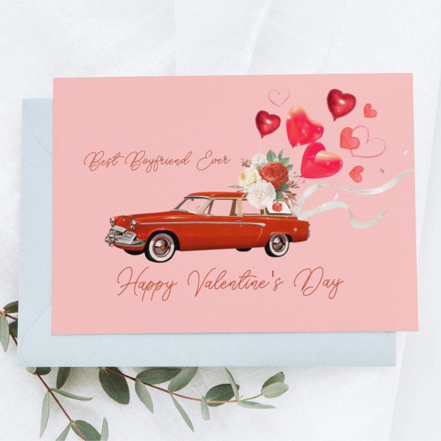 BEST BOYFRIEND EVER VINTAGE CAR VALENTINE'S CARD (Creator Uploaded)