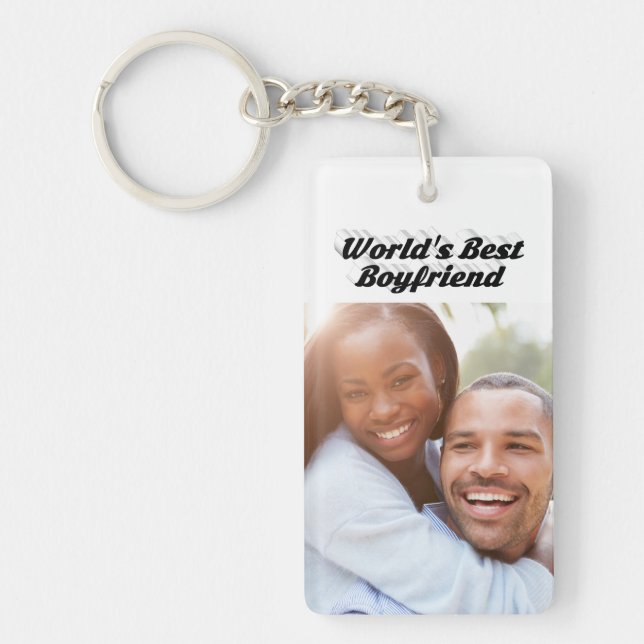 Best Boyfriend photo black 3d text Keychain (Front)