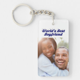Best Boyfriend photo dark blue 3d text  Keychain