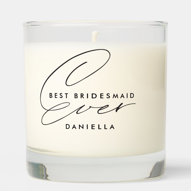 Best Bridesmaid Ever Minimalist Personalized Scented Candle (Front)