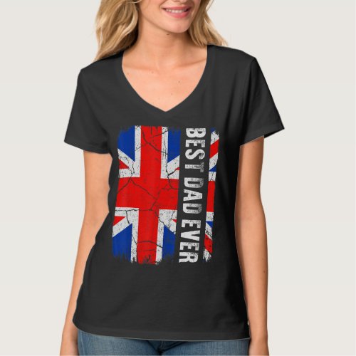 Best British Dad Ever England Flag Fathers Day T_Shirt