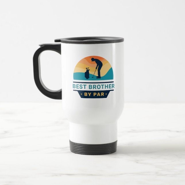 Best Brother By Par Retro Golf Lover Novelty Travel Mug (Left)