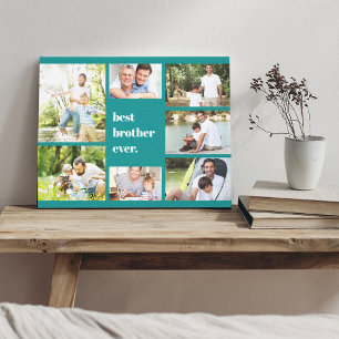 Best Brother Ever 7 Photo Collage Teal Canvas Print