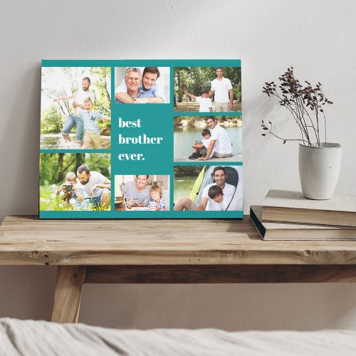 Best Brother Ever 7 Photo Collage Teal Canvas Print