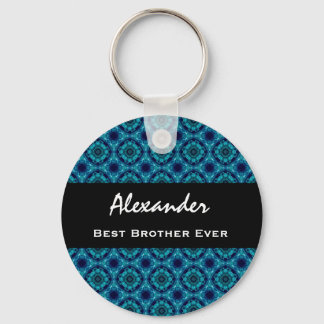Best BROTHER Ever Blue and Green Mosaic Tile Keychain