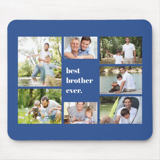 Best Brother Ever Blue Photo Collage Mouse Pad (Front)