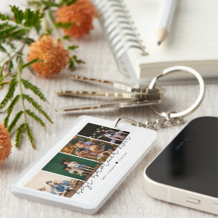 Best Brother Ever Modern Script 4 Photos Collage Keychain