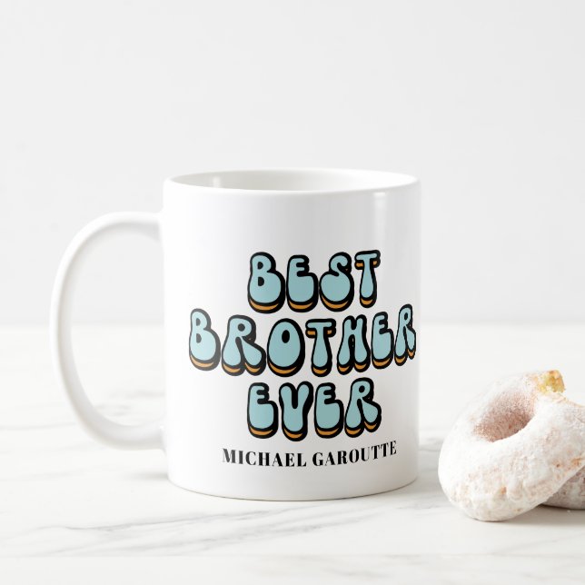 Best Brother Ever Retro Personalized Coffee Mug (With Donut)