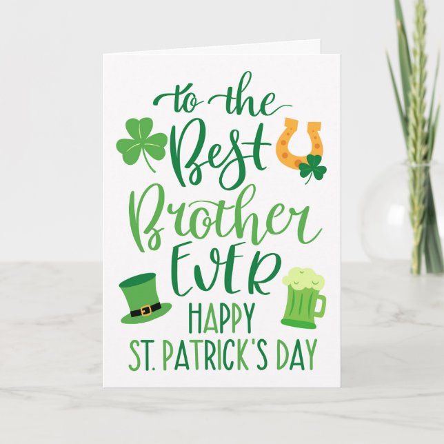 Best Brother Ever St Patrick's Day Typography Card (Front)