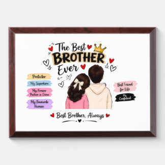 Best Brother Ever Water Bottle – Brother Gift Award Plaque