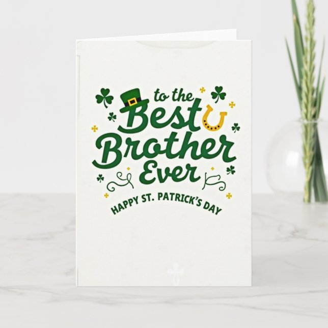 Best Brother Faux Gold St Patricks Card (Front)