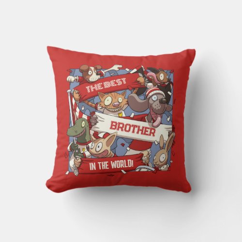 Best Brother Funny Cartoon Animal Sports Fans Throw Pillow