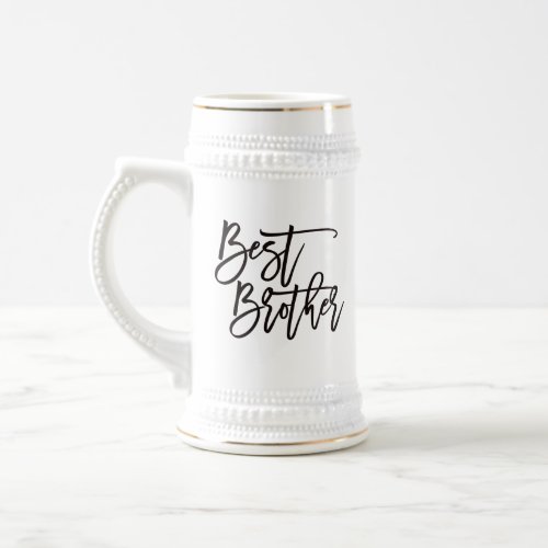 Best Brother Gift Name Black Script Typography Beer Stein