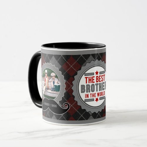 Best Brother Hipster Mustache Theme Two Photo Mug