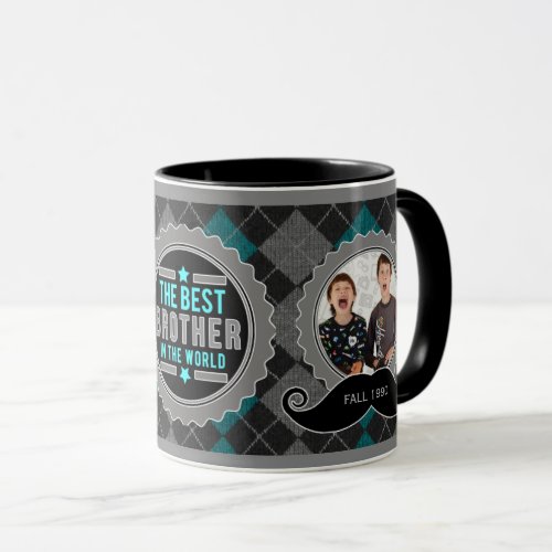 Best Brother in the World Mustache Two Photo Mug