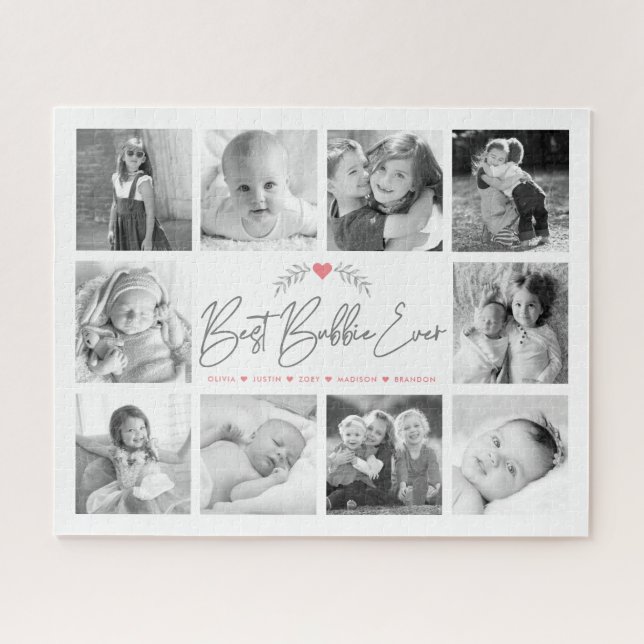 Best Bubbie Ever Script 10 Photo Collage Modern Jigsaw Puzzle (Horizontal)