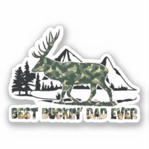 Best Buckin' Dad Ever -Camouflage Deer in Woodland Sticker
