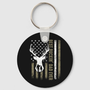 Best Buckin' Dad Ever Deer Hunting Fathers Day Ame Keychain