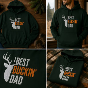 Best Buckin' Dad Hunting Gift Embroidered Hoodie