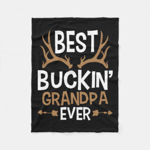 Best Buckin Grandpa Ever - Deer Hunting Granddad Fleece Blanket