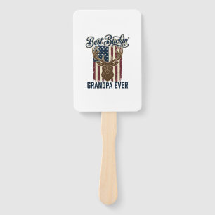 Best Buckin Grandpa Ever Deer Hunting Shirt Design Hand Fan
