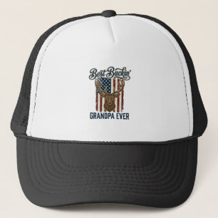 Best Buckin Grandpa Ever Deer Hunting Shirt Design Trucker Hat