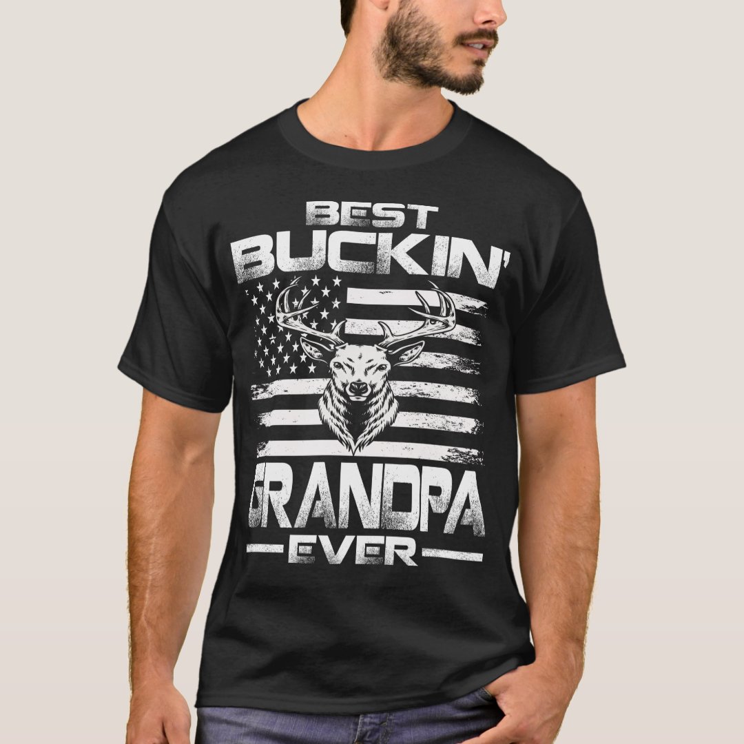 Best Buckin Grandpa Ever Usa Flag Deer Hunting T Shirt Zazzle