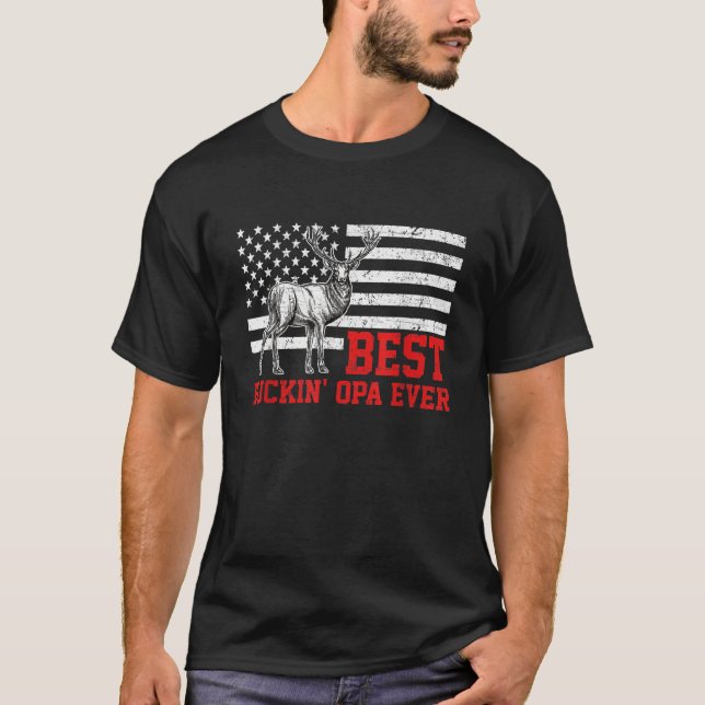 Best Buckin Opa Ever Deer Hunting Father s Day Gif T-Shirt (Front)