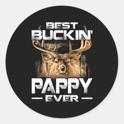 Best Buckin Pappy Ever Tee Deer Hunting Bucking Classic Round Sticker