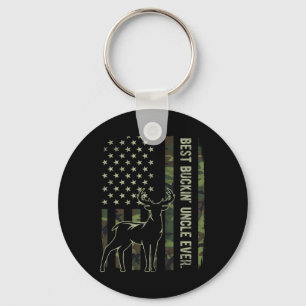 Best Buckin' Uncle Ever Camo American Flag Deer Hu Keychain