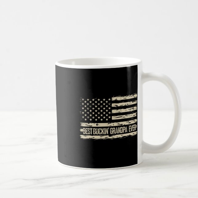 Best Bucking Grandpa Ever Camouflage Us Flag Deer  Coffee Mug (Right)