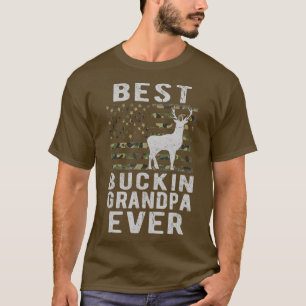 Best Bucking Grandpa Ever Camouflage US Flag Deer  T-Shirt