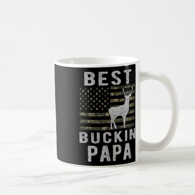 Best Bucking Papa Camouflage American Flag Deer Hu Coffee Mug (Right)