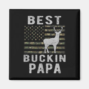 Best Bucking Papa Camouflage American Flag Deer Hu Magnet