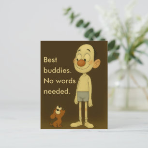 Best Buddies-Heartwarming Cartoon Dog & Friend Postcard